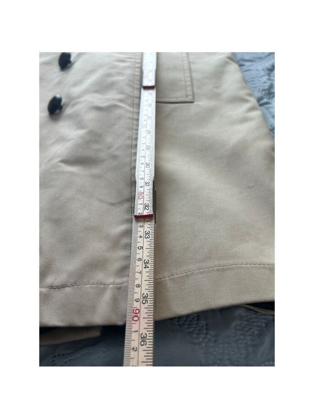 Vintage London Fog Faux Fur Lined Trench Coat Beige 38R Double Breasted - Picture 15 of 15